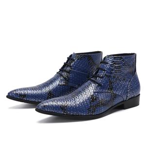 Chaussures pour hommes style britannique rétro en cuir véritable, mocassins de smoking, bottes de travail décontractées à tige haute sculptée, plates, rehaussantes - Product Image 1