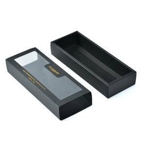 Caja de regalo de papel negro lujosa ecológica impresa personalizada, caja de embalaje de cajón deslizante de Perfume cosmético con logotipo de lámina dorada - Product Image 1