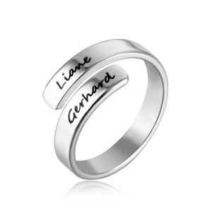 Stainless Steel <strong>Personalise</strong> Blank Open Wrap Adjustable <strong>Ring</strong> Custom Engraved Two Triple <strong>Name</strong> Layered Cuff <strong>Ring</strong> for Gift - Product Image 6