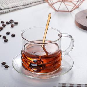 Tazzine da <span class=keywords><strong>caffè</strong></span> e <span class=keywords><strong>caffè</strong></span> in vetro colorato ispessite realizzate in vetro borosilicato di alta qualità Complete di piattini ideali per l'uso da bar - Product Image 5