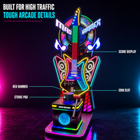 Machine de jeu d'arcade Big Punch Hammer : Test de force de frappe, récompense par tickets, fonctionne à monnayeur pour centre de jeux intérieur pour adultes