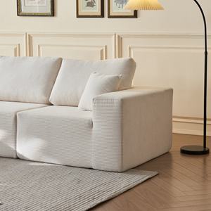 Sofá Modular en Forma de L, Tapizado en Tela de Franela Sherpa, de Tres Plazas, para Apartamento, Villa, Sala de Estar, Color Beige - Product Image 4