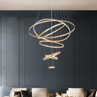 Lustres en cristal doré en gros, luminaires suspendus modernes pour escaliers, éclairage blanc chaud