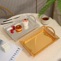 Plateau décoratif de luxe de style arabe en métal argenté et doré pour servir des bonbons, des desserts, des fruits et des aliments