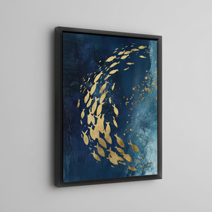 Golden Fish Canvas Decor - Luxury Printed Animal Wall Hanging,<b>Black</b> <b>Framed</b> - Product Image 2