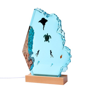 <span class=keywords><strong>Tortue</strong></span> de mer encastrée sur mesure Lampe de nuit 3D Décoration de bureau Récompenses Lampe en bois en résine époxy créative Cadeaux - Product Image 2