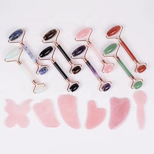 Set de Rodillo de Cuarzo Rosa y Gua Sha con Logotipo Personalizado, Rodillo de Jade <span class=keywords><strong>Natural</strong></span> Antienvejecimiento, Masajeador Facial con Tabla de Guasha - Product Image 5