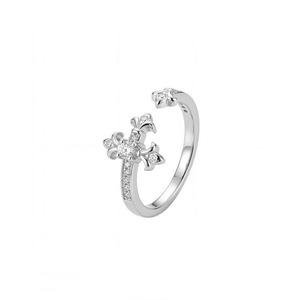Iris Series Full Diamond Cross Flower <b>Ring</b> S925 Sterling <b>Silver</b> Unisex <b>Adjustable</b> Index Finger Everyday Wear Jewelry - Product Image 5
