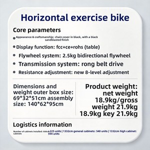 Vélo Incliné Horizontal à 8 Vitesses à Résistance Magnétique pour Usage Domestique, Équipement de Fitness, Vente Directe Usine, Capacité 120kg - Product Image 3