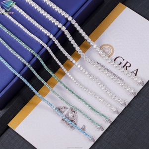 กำไลเทนนิสโมอิสซาไนต์สีแฟนซี 3 มม. 4 มม. กำไลเงินแท้ 925 เครื่องประดับชั้นดี กำไลเพชรโมอิสซาไนต์สีน้ำเงินเขียว - Product Image 3