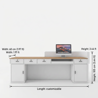 Comptoir de réception de bureau personnalisé, fabriqué en usine, comptoir d'accueil moderne pour cadres avec éclairage LED et impression de logo