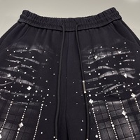 F356/FANMAJIALIE Pantalon décontracté confortable et tendance pour femme, motif dessin animé, coupe ample, orné de diamants, style streetwear chic