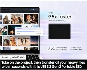 Disco Rigido Portatile T7 da 1TB, Velocità di Lettura 1.050MB/s, USB <span class=keywords><strong>3.2</strong></span>, Grigio - Product Image 2