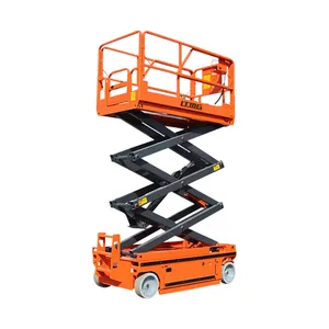 Factory price 24V battery powered hydraulic scissor lift table 200kg 320kg 450kg lift platform with max 14m lifting