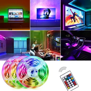 Vmax-fuente de alimentación de neón cob, juego de luces rgb con control remoto inteligente, cambio de color, tira de luces led flexible e impermeable