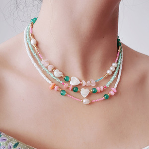 Collana con Catena Irregolare e Perline, Design Floreale Bohémien, Perla d'Acqua Dolce Naturale, Conchiglia Placcata Oro - Product Image 6