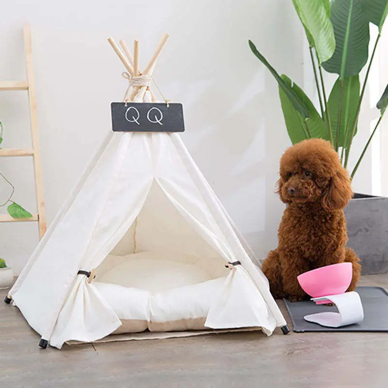 Custom Logo Opvouwbare Pet Tent Buitenshuis Draagbare Hond Kat Camping Tent Tipi Nest