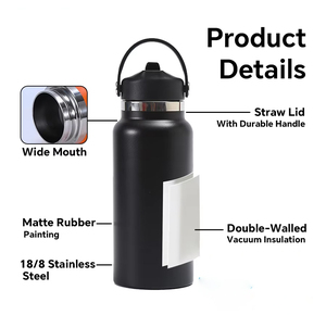 Bouteille d'eau isotherme sous vide OEM 34oz 1L en acier inoxydable 304, réutilisable, sans BPA, anti-fuite - Product Image 3
