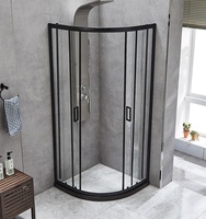 Cabine de douche en verre doré en aluminium en forme d'arc pour salle de bain, mur à mur, porte coulissante, armoire de douche avec plateau de base