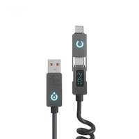 2025 nouveaux produits 240w 4-en-1 affichage numérique ressort rétractable câble de charge rapide en alliage de Zinc 2 mètres câble USB Type C