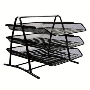 Organizador de Archivos de Oficina de 3 Niveles con Bandeja de Papel de Malla y Cajón Deslizante - Product Image 1