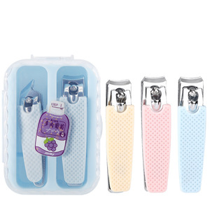Cute Baby Nail Clipper Set Metal Pu Portable For 1-6 Years Old Children Pink Plastic Box Packaging - Product Image 2