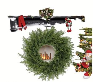 Artificial Pine <b>Christmas</b> Wreath Faux Cypress Greenery Holiday Door Hanging Decor Realistic Xmas <b>Window</b> <b>Display</b> Ornament - Product Image 1