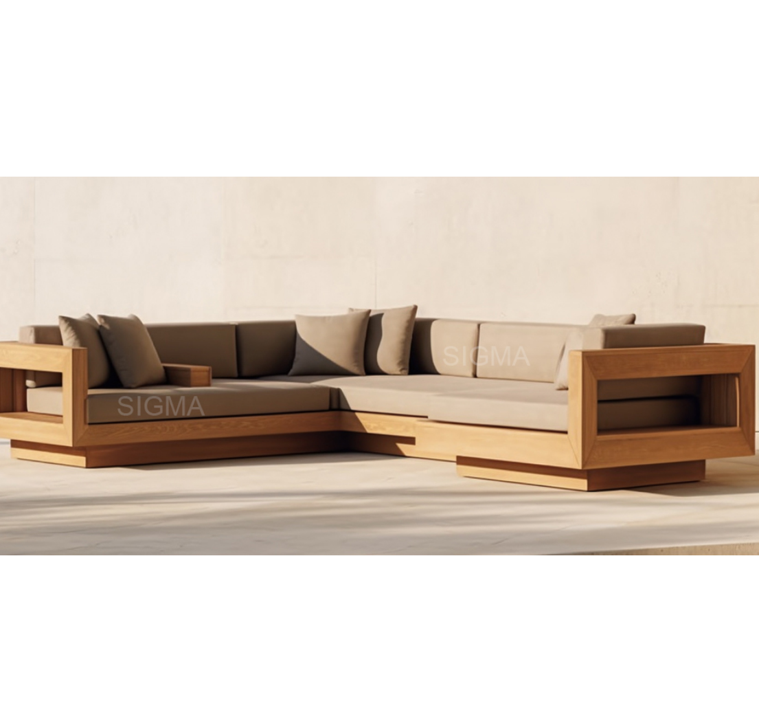 Customize luxury modern garden furniture set teak wooden outdoor hotel modern outdoor sofa