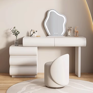 New Cream French-Style <strong>Solid</strong> <strong>Wood</strong> <strong>Dressing</strong> <strong>Table</strong> with Lighted Mirror Smart Features Large Capacity Storage for Bedroom Apartment - Product Image 5