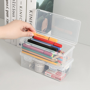 Transparent Pencil <b>Storage</b> Box Rectangle 1-3L Office Organizer Minimalist PP Plastic - Product Image 3
