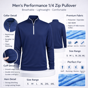 Sudadera Deportiva de Golf Personalizada de Lujo y Alta Calidad, con Cierre de Cremallera de 1/4, Secado Rápido, Transpirable y con Tecnología Antihumedad - Product Image 2
