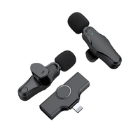 Microphone à condensateur sans fil K21 Mini professionnel 1-en-2 double microphone avec suppression du bruit pour enregistrement audio et vidéo HD