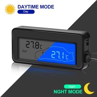 Termometer Digital mobil, DC 12V Mini LCD termometer tahan air Sensor suhu nyaman dalam dan luar ruangan dengan kabel Probe 1.5M