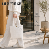 Tas Kanvas Bordir Logo Kustom Laris Manis, Tas Belanja Wanita Reusable Dengan Kancing, Tas Makan Siang Kanvas Untuk Penggunaan Sehari-hari