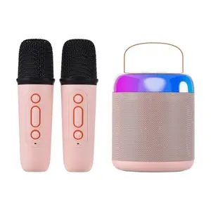 Portable Microphone & Sound Box Set Mini Karaoke Machine BT Speaker with 2 Microphones Home