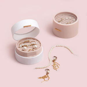 Portable <b>Earring</b> And Jewelry Storage <b>Box</b> With Compartments For Rings Bracelets Necklaces Pink And Blue Color HZ04 - Product Image 1