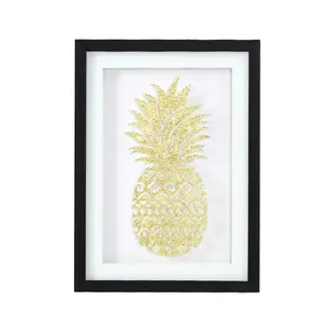Nettes gelbes Ananas-Bild PVC-Form druck glas ohne Matte Anpassen Home Kitchen Decor Malerei Kunstwerk Bild gerahmt