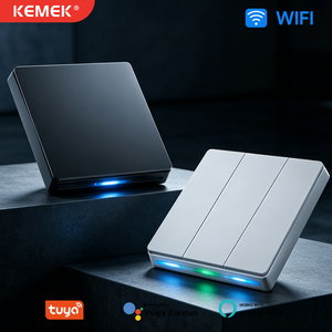 Interruptor Inteligente WiFi KEMEK con Control de 1, <span class=keywords><strong>2</strong></span>, 3 y 4 Botones para Interruptor de Luz de Pared con Botón de Presión Inteligente para el Hogar, Estándar Europeo - Product Image 1