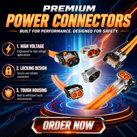 Connecteur DC HV/HVIL pour Véhicule Électrique, IP67, Automobile, Droit, 1, 2 ou 3 Broches, 200A, 300A, Contact Cuivre, 1000V, pour Stockage d'Énergie