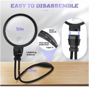 5x 15x có thể gập lại LED kính lúp nhựa kính lúp kỹ thuật số với 36 đèn LED quang học hữu ích rảnh tay - Product Image 4