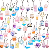 Porte-clés en cristal transparent à faire soi-même, forme de bouteille, sable mouvant liquide, porte-clés avec figurine de princesse flottante