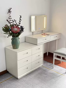 Hiện đại rắn gỗ sồi trang điểm Vanity bàn trang điểm với thắp sáng gương và lưu trữ ngăn kéo cho nội thất phòng ngủ - Product Image 6