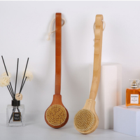 Brosse de bain incurvée en bambou naturel avec bois Vegan poils de sanglier détachable longue poignée corps sec humide rondelle arrière pour femmes hommes