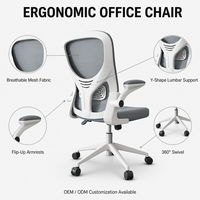 Chaise de bureau ergonomique en maille ALINUNU, capacité de charge 150 kg, pour bureau à domicile, accoudoirs rabattables, chaise en maille