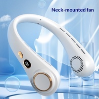 Nouveau ventilateur de cou portable avec mini-écran numérique, rechargeable 5V, 5 pales, 36 dB de bruit, idéal pour étudiants et activités sportives en extérieur