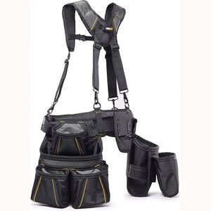 BSCI Six-piece heavy-duty tool belt <b>set</b> with <b>suspenders</b> Tool Pouch for Carpenters/Electricians and Framers - Product Image 1