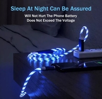 Venta al por mayor de luz LED de colores visible brillante USB tipo C flujo brillante Streamer Cable de datos de carga rápida para Samsung
