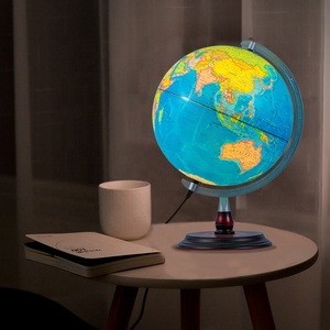 Globo Terráqueo Político en Inglés, Meridianos Plateados y Base de Madera Sólida 360 °   Globo Terráqueo Educativo Giratorio para Decoración de Oficina o Escuela, Regalo - Product Image 6