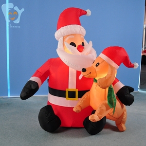 4 pies 1,2 m Iluminado Patio Césped Bajos Decoraciones navideñas al aire libre Inflable Papá Noel y perro - Product Image 4