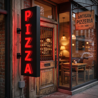 Enseigne lumineuse LED verticale mini pour pizza, à fixer au mur, pour la publicité extérieure des restaurants